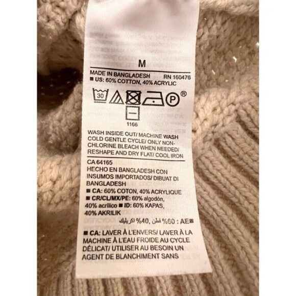 Knitted Cardigan Sweater beige cabincore fishermancore women & men Size M. - Picture 7 of 8